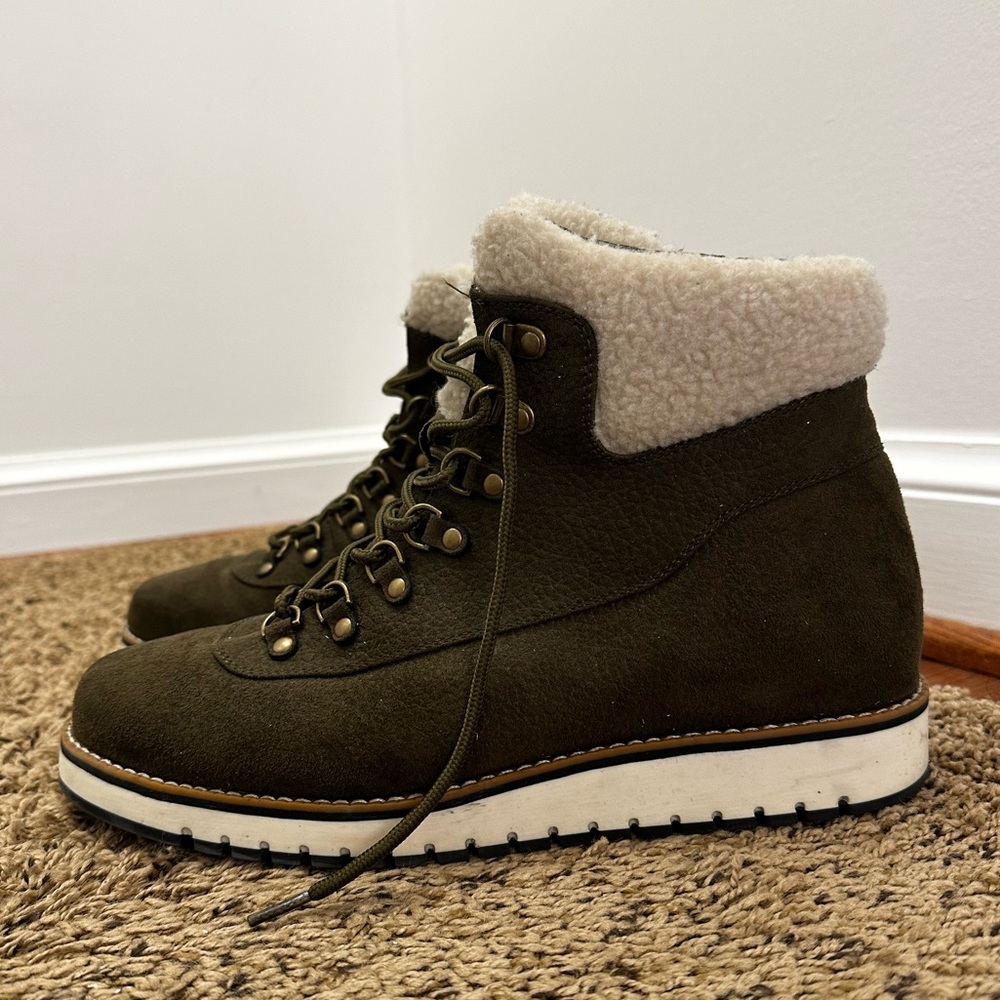 White Mountain Womens Cozy Faux Winter Lace-Up Boots